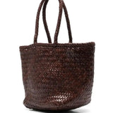 Grace Small Woven Leather Tote  - Bruciato