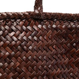 Grace Small Woven Leather Tote  - Bruciato