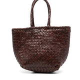 Grace Small Woven Leather Tote  - Bruciato