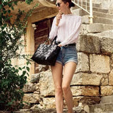 Japan Woven Leather Tote - Black