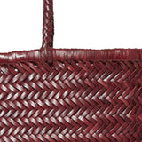 Bamboo Large Triple Jump Woven Leather Tote - Bordeaux