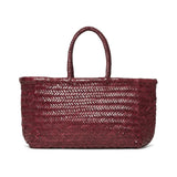 Bamboo Large Triple Jump Woven Leather Tote - Bordeaux
