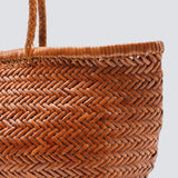 Bamboo Large Triple Jump Woven Leather Tote - Tan
