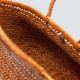 Bamboo Large Triple Jump Woven Leather Tote - Tan