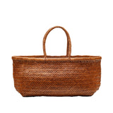 Bamboo Large Triple Jump Woven Leather Tote - Tan