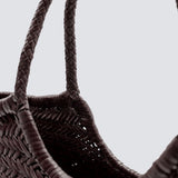 Nantucket Large Woven Leather Tote - Dark Brown
