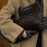 Nantucket Large Woven Leather Tote - Dark Brown
