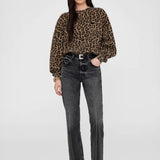 Miles Oversized Sweatshirt - Black and Brown Leopard