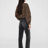 Miles Oversized Sweatshirt - Black and Brown Leopard