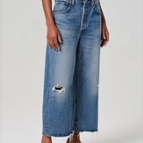 Ayla Raw Hem Baggy Crop Jean - Solano