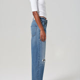 Ayla Raw Hem Baggy Crop Jean - Solano