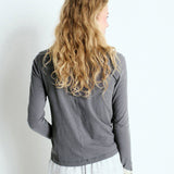 Gamipy Long Sleeve Round Neck T-Shirt - Steel Grey