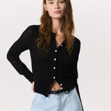 Molly Open-Knit Cardigan - Black