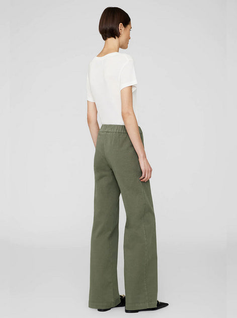 ANINE BING Koa Cotton Twill Pant Army Green Shop Label