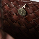 Egola Woven Leather Tote - Dark Brown