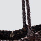 Santa Croce Large Woven Leather Tote - Dark Brown