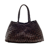 Santa Croce Large Woven Leather Tote - Dark Brown