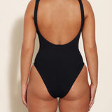 Domino Tortoiseshell Embellished Crinkle Swimsuit - Black
