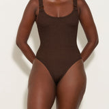 Domino Tonal Hoops Crinkle Swimsuit - Metallic Chocolate