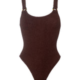 Domino Tonal Hoops Crinkle Swimsuit - Metallic Chocolate