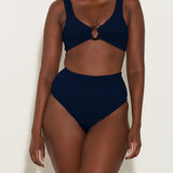 Nadine Tortoiseshell Hoop Crinkle Bikini - Navy