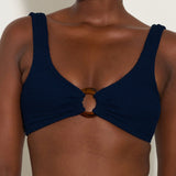Nadine Tortoiseshell Hoop Crinkle Bikini - Navy