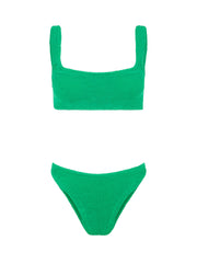 Xandra Square Neckline Crinkle Bikini - Emerald