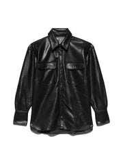 Recycled Leather Shirt Jacket - Noir