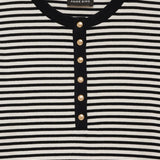 Alessia Long Sleeve Tee - Cream and Black Stripe