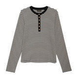 Alessia Long Sleeve Tee - Cream and Black Stripe