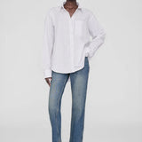 Braxton Cotton Monogram Stripe Shirt - White/Bordeaux