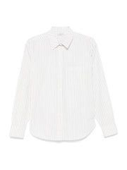 Braxton Cotton Monogram Stripe Shirt - White/Bordeaux