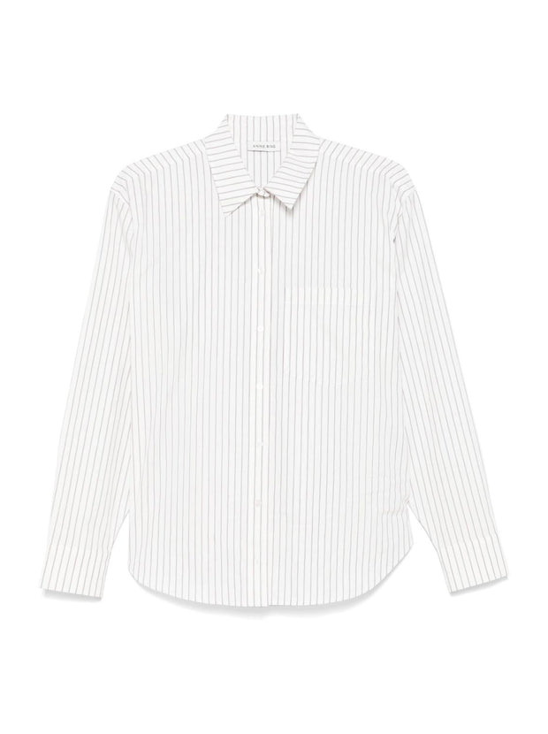 Braxton Cotton Monogram Stripe Shirt - White/Bordeaux