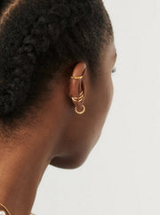 Twisted Helical Huggie Earrings - Gold