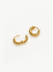 Twisted Helical Huggie Earrings - Gold