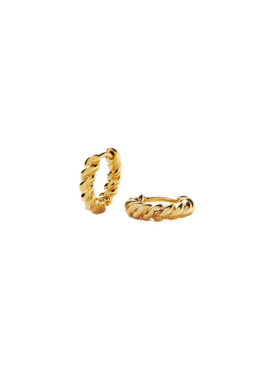 Twisted Helical Huggie Earrings - Gold