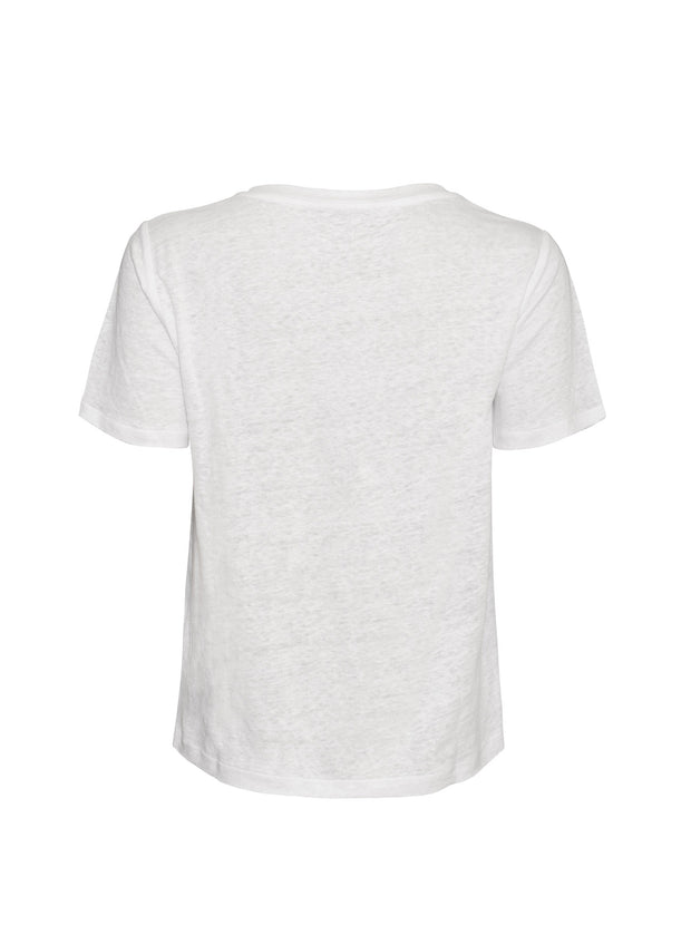 Linen V-Neck T-Shirt - Optic White