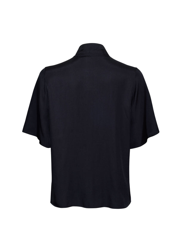 Short Sleeve Stand Collar Shirt - Marina