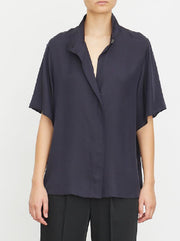 Short Sleeve Stand Collar Shirt - Marina