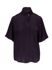 Short Sleeve Stand Collar Shirt - Marina