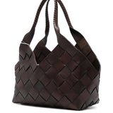 Castello Woven Leather Bag - Dark Brown