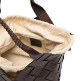 Castello Woven Leather Bag - Dark Brown