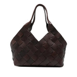 Castello Woven Leather Bag - Dark Brown