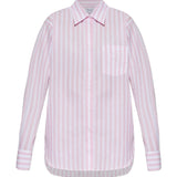 Embroidered Oversized Cotton Shirt - Pink Cabana Stripe