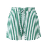 Embroidered Cotton Shorts - Emerald Cabana Stripe