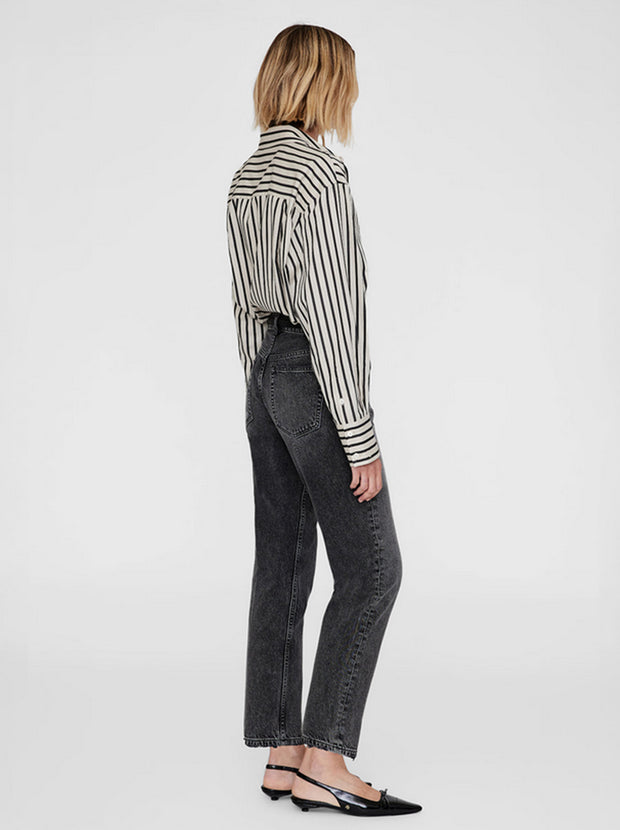 Plaza Stripe Cotton Shirt - Black / Tan