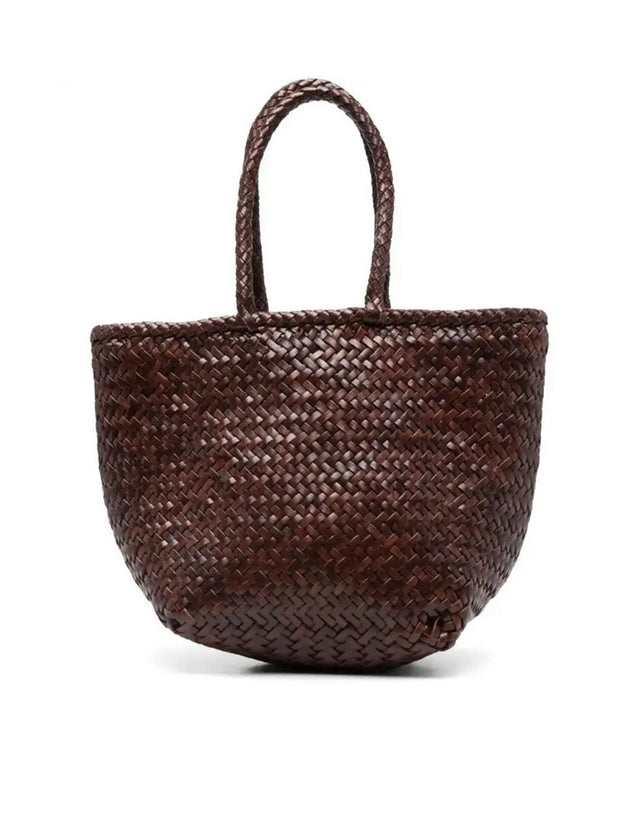 Grace Small Woven Leather Tote  - Bruciato