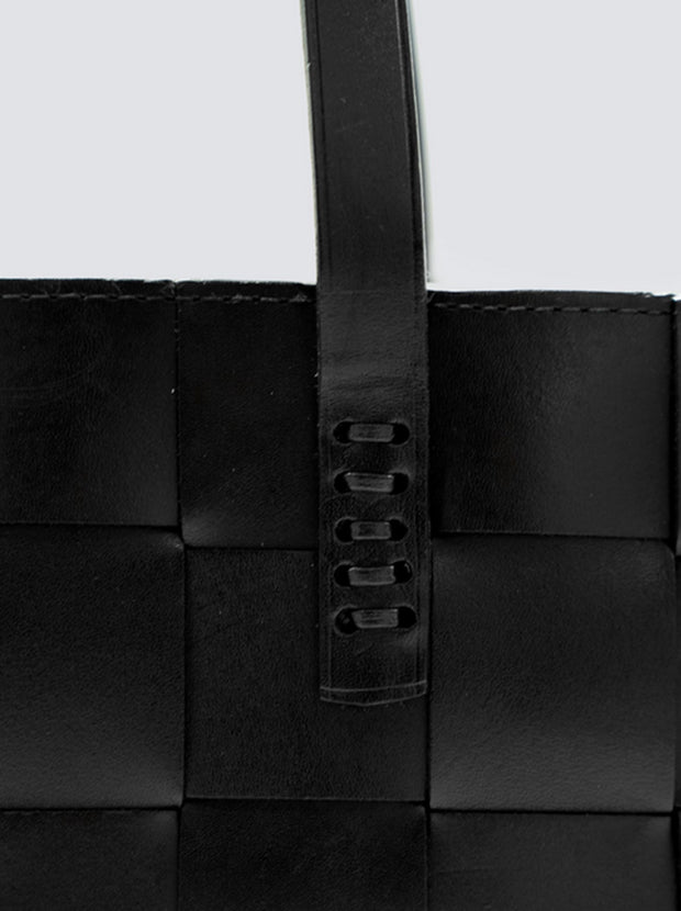 Japan Woven Leather Tote - Black