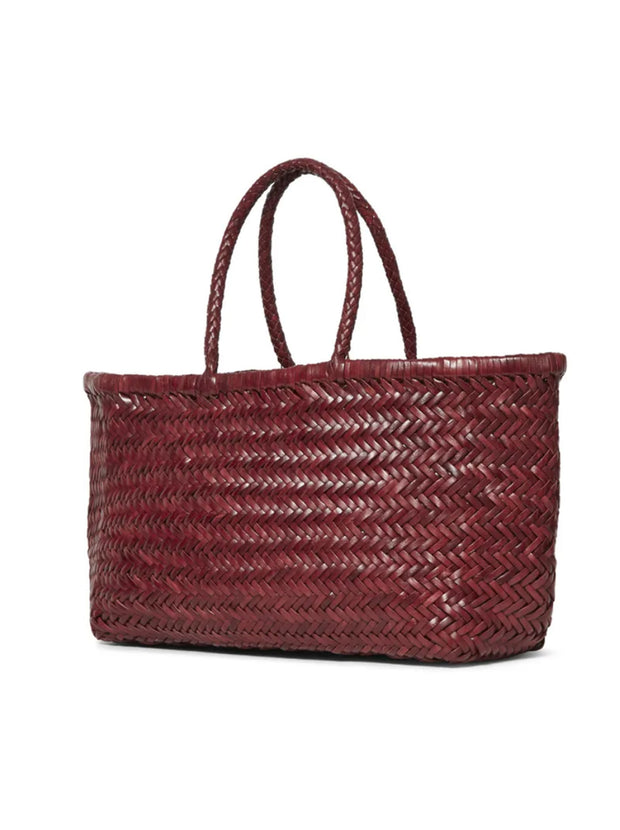 Bamboo Large Triple Jump Woven Leather Tote - Bordeaux