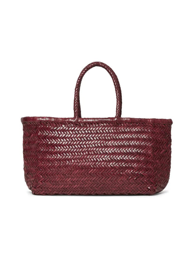 Bamboo Large Triple Jump Woven Leather Tote - Bordeaux